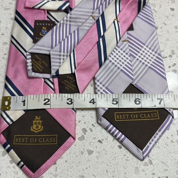 Robert Talbots Elegant Striped and Plaid Ties  Silk Pink/Purple handmade USA - Picture 3 of 4
